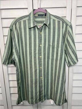 Kodiak Green Striped Short-Sleeve Button-Down Shirt